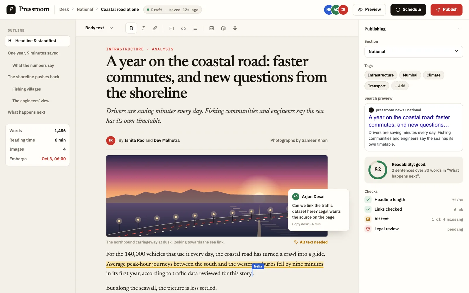 Pressroom: Article editor (desktop screen, concept)